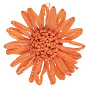 55 mm raffia flower pendants - Orange x2