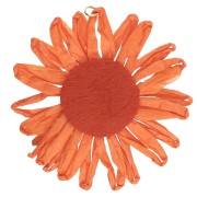 55 mm raffia flower pendants - Orange x2