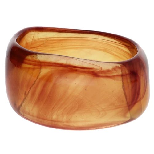 62 mm thick opaque acrylic irregular bead bracelet - Marbled Amber x1