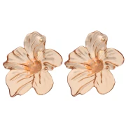 Flower earrings 66x62 mm in acrylic and beads - Brown - Orange x2