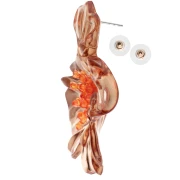 Flower earrings 66x62 mm in acrylic and beads - Brown - Orange x2