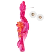 Flower Earrings 66x62 mm in Acrylic and Beads - Pink - Orange x2