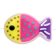 Glass fish bead 20x13 mm - polka dot pattern - Fluorescent yellow - Fluorescent pink - Violet x1