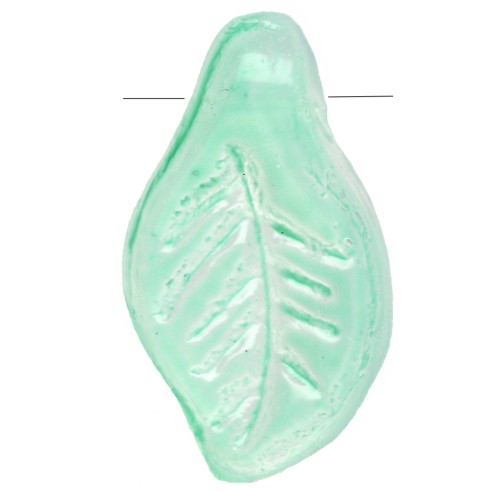 Glass leaves 12x6.5 mm - Mint green x6