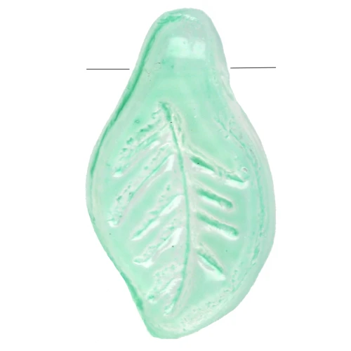 Glass leaves 12x6.5 mm - Mint green x6