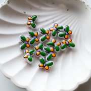 Glass bead butterfly 14x10 mm - Green - Orange - Lilac x1