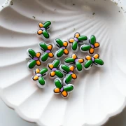 Glass bead butterfly 14x10 mm - Green - Orange - Lilac x1