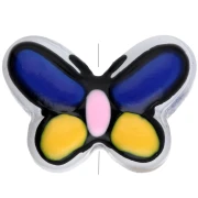 Glass butterfly beads 14x10 mm in Glass - Blue - Yellow - Pink x1