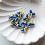 Glass butterfly beads 14x10 mm in Glass - Blue - Yellow - Pink x1