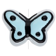 Butterfly 14x10 mm glass beads - Sky Blue - Black x1