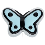 Butterfly 14x10 mm glass beads - Sky Blue - Black x1