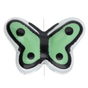 Glass butterfly beads 14x10 mm - Sage Green - Black x1