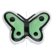 Glass butterfly beads 14x10 mm - Sage Green - Black x1