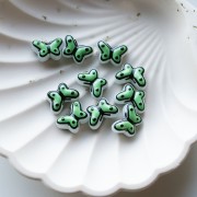 Glass butterfly beads 14x10 mm - Sage Green - Black x1