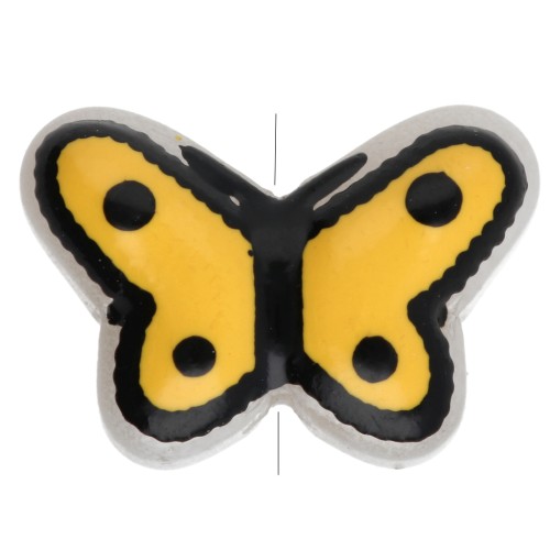 Glass butterfly beads 14x10 mm - Yellow - Black x1
