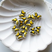 Glass butterfly beads 14x10 mm - Yellow - Black x1