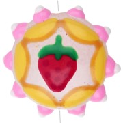 Round flattened glass bead 20 mm - strawberry pattern - Yellow - Pink - Red x1