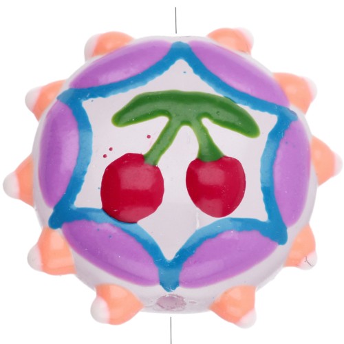 Round flattened glass bead 20 mm - Cherry - Lilac - Orange - Red x1