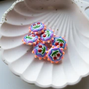 Round flattened glass bead 20 mm - Cherry - Lilac - Orange - Red x1