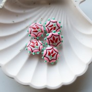 Round flattened glass bead 20 mm - Pepper - Water green - Pink - Red x1