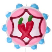 Round flattened glass bead 20 mm - chili pepper pattern - Pink - Sky blue - Red x1