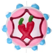 Round flattened glass bead 20 mm - chili pepper pattern - Pink - Sky blue - Red x1