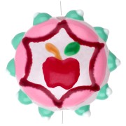 Round flattened glass bead 20 mm - Apple pattern - Pink - Water green - Red x1