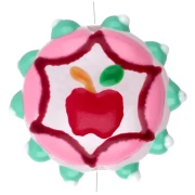 Round flattened glass bead 20 mm - Apple pattern - Pink - Water green - Red x1