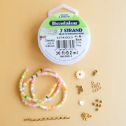 Mes bijoux DIY - Necklace kit with heishi beads and mother-of-pearl flowers