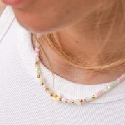 Mes bijoux DIY - Necklace kit with heishi beads and mother-of-pearl flowers