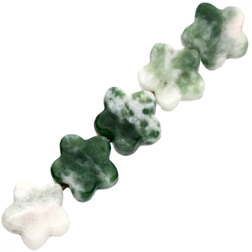 6 mm gemstone flower beads - Green Quartzite x10