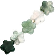 Flower beads 6 mm gemstone - Indian Agate x10