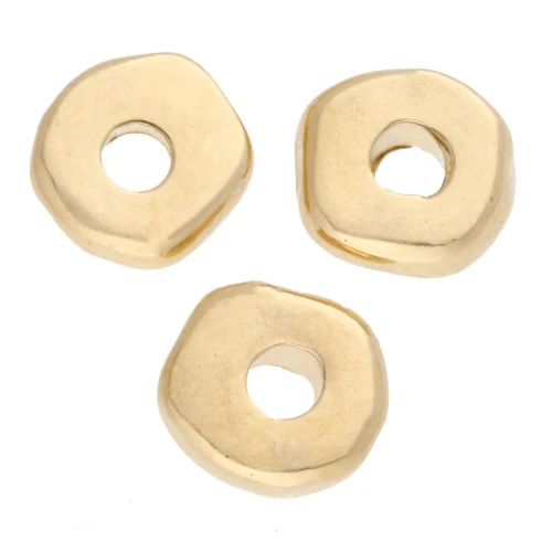 Round irregular beads 5x1.8 mm - Gilded with fine gold x10