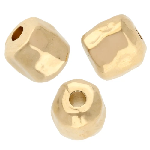Irregular hammered tube beads 5.5x5 mm - Gilded with fine gold x5
