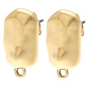 Hammered Irregular Rectangle Stud Earrings 20.5x11 mm - Gold-plated x2