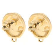 Round irregular hammered stud earrings 17.5 mm - Gold-plated x2