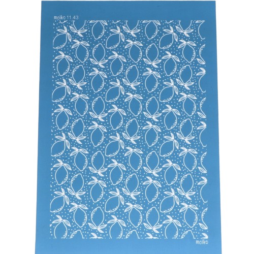 Silk Screen Moiko for polymer clay 74x105 mm - Lemons 11.43