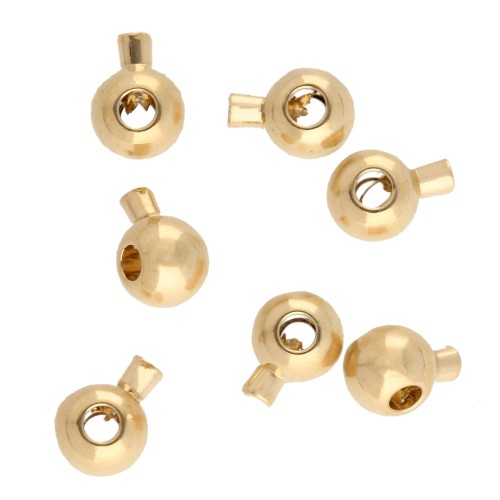 Round crushable beads 3 mm - 2 in 1 - Gold-plated x25