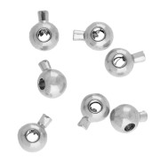 Round crushable beads 3 mm - 2 in 1 - Aged fine silver plating x25