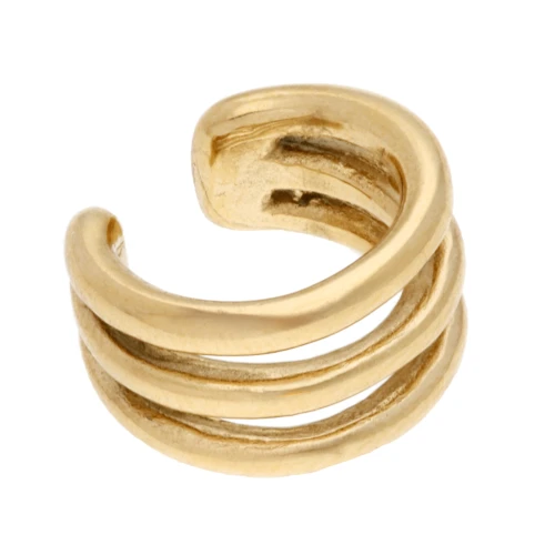 Ear cuff - Bague d'oreille large triple rings 12 mm - 304 Gold stainless steel