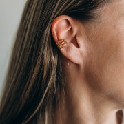 Ear cuff - Bague d'oreille large triple rings 12 mm - 304 Gold stainless steel