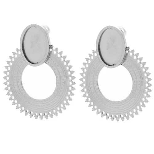 30 mm chandelier ear studs for 14x10 mm cabochon - 316L stainless steel x2