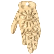 Hammered hand pendant 43x25 mm - eye motif - 304 Gold stainless steel x1