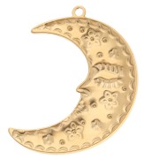 Half-moon pendant 30x23 mm - flowers and stars - 304 Gold stainless steel
