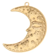 Half-moon pendant 30x23 mm - flowers and stars - 304 Gold stainless steel