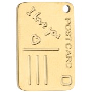 Postcard Charm 18x12 mm - 304 Gold Stainless Steel x1|raw }}