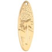 Surfboard pendant 31x10 mm - sunset motif - 304 Gold stainless steel x1