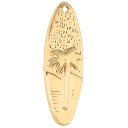 Surfboard pendant 31x10 mm - sunset motif - 304 Gold stainless steel x1