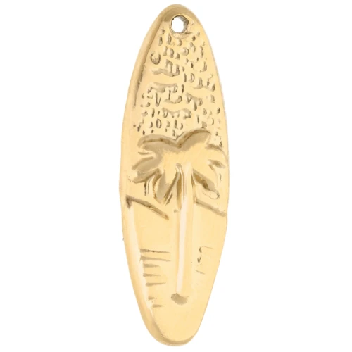 Surfboard pendant 31x10 mm - sunset motif - 304 Gold stainless steel x1