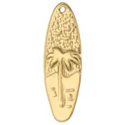 Surfboard pendant 31x10 mm - sunset motif - 304 Gold stainless steel x1
